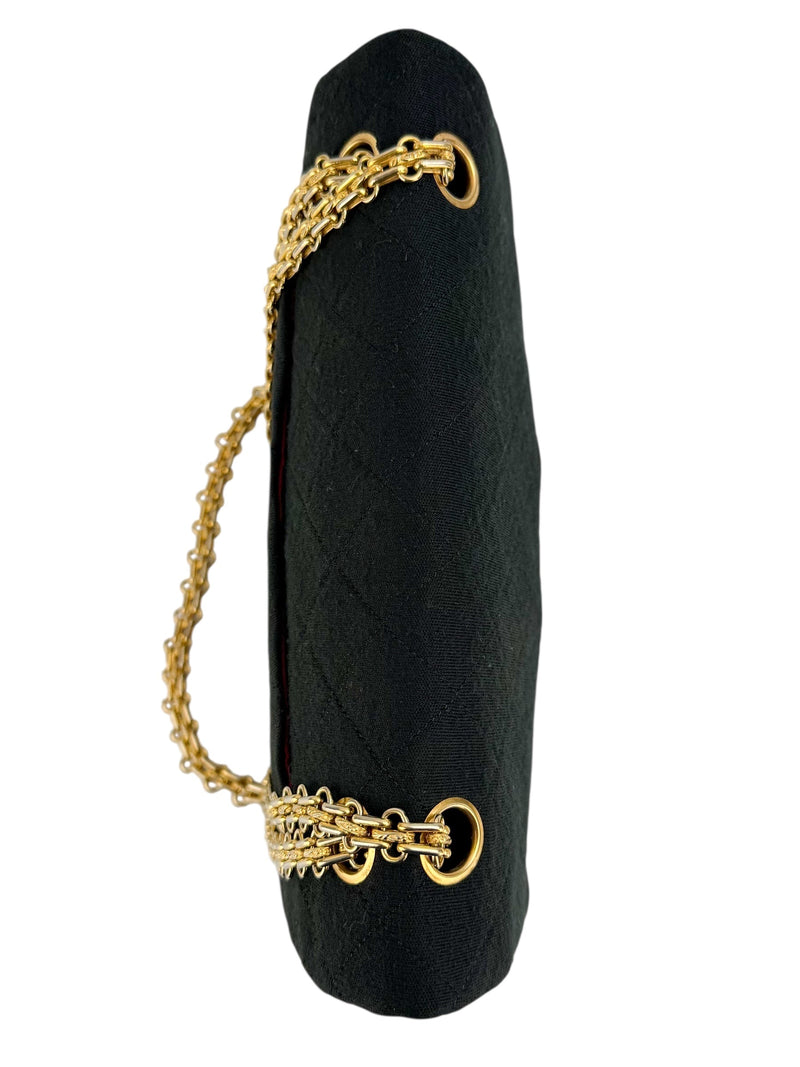 Chanel Black Jersey Vintage Small Double Flap Classic