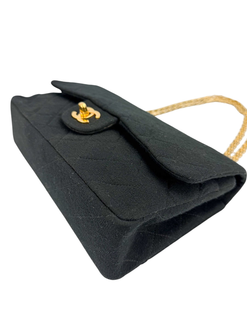 Chanel Black Jersey Vintage Small Double Flap Classic