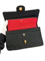 Chanel Black Jersey Vintage Small Double Flap Classic