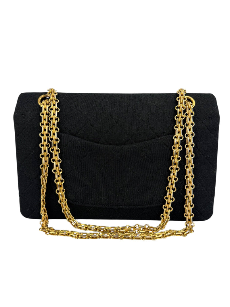 Chanel Black Jersey Vintage Small Double Flap Classic