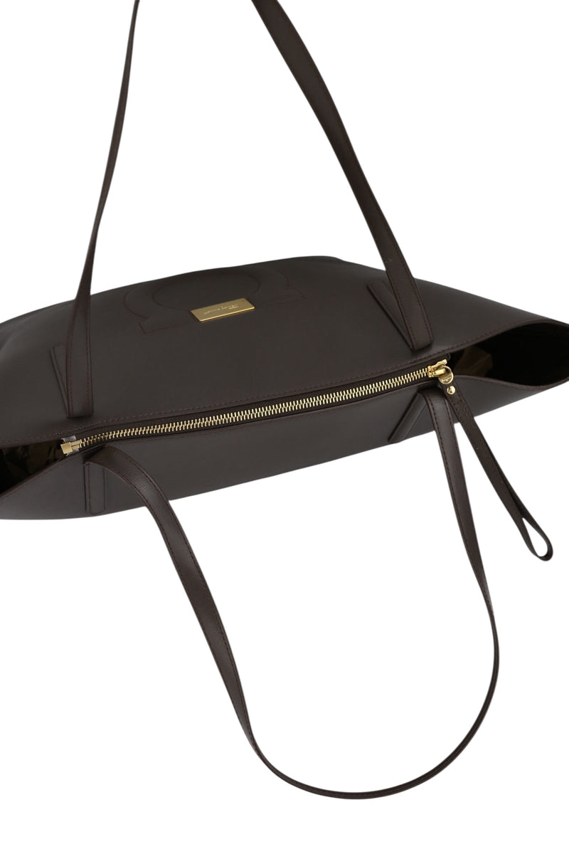 Salvatore Ferragamo Dark Grey Leather City Tote