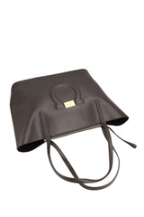 Salvatore Ferragamo Dark Grey Leather City Tote