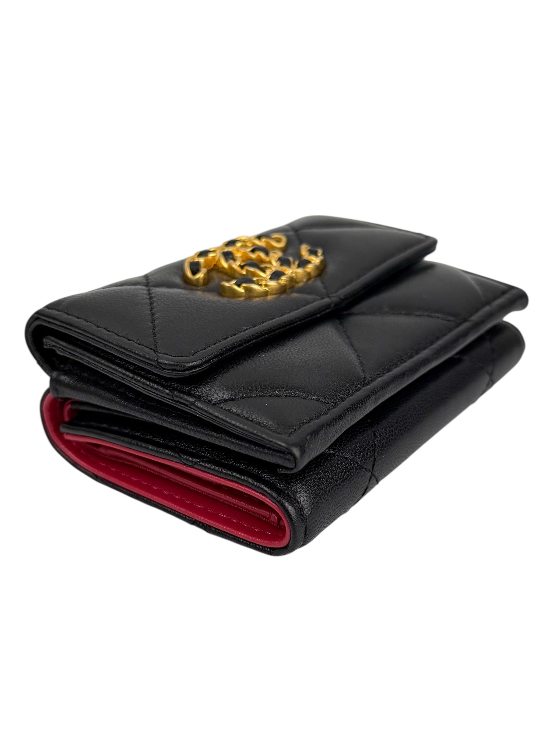 chanel-black-lambskin-quilted-chanel-19-compact-wallet-3