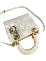Dior Off White Satin Rhinestone Lady Dior Mini