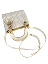 Dior Off White Satin Rhinestone Lady Dior Mini