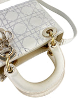Dior Off White Satin Rhinestone Lady Dior Mini