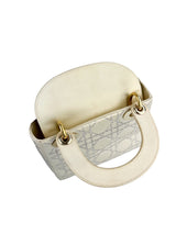 Dior Off White Satin Rhinestone Lady Dior Mini