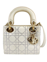 Dior Off White Satin Rhinestone Lady Dior Mini