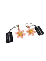 Dolce & Gabbana Runway Flower W/ Pink Crystals Earrings (FULL SET)