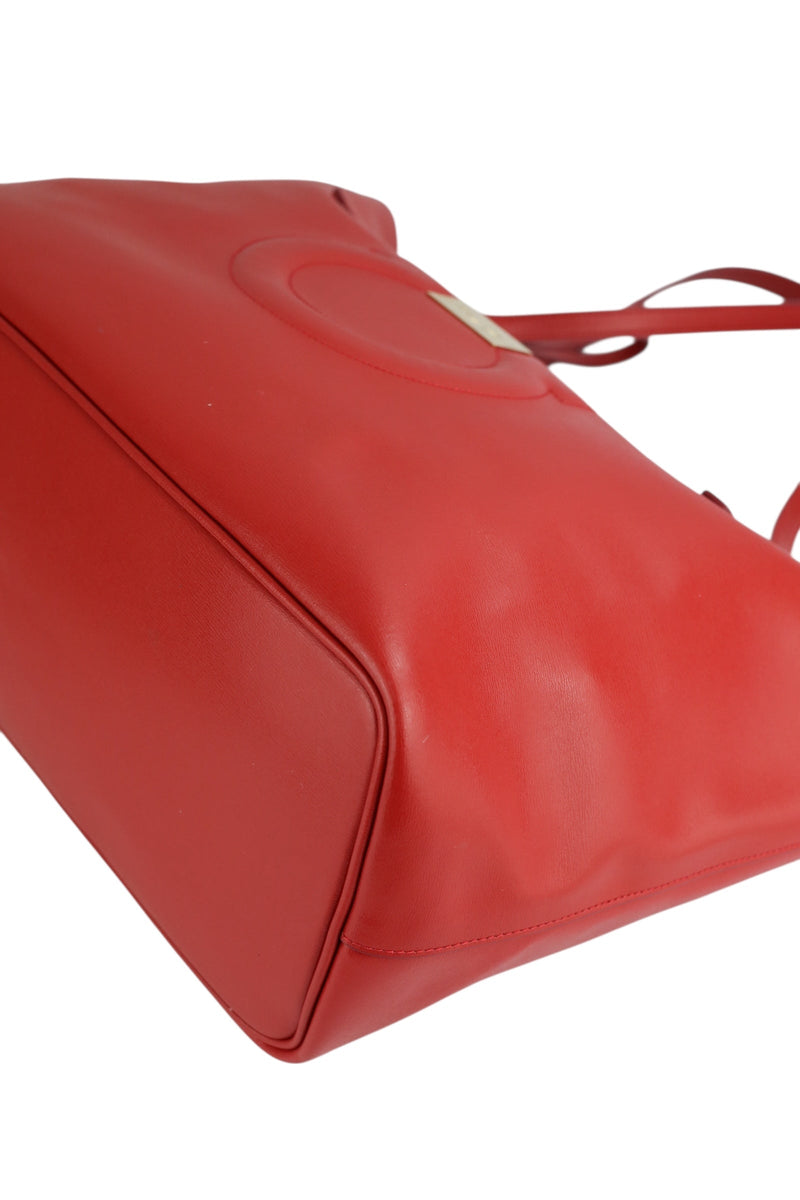 Salvatore Ferragamo Red Leather City Tote W/ Pouch