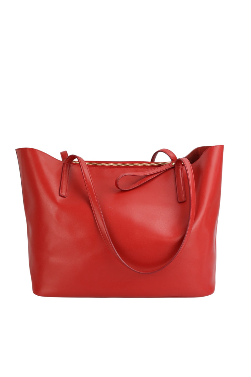 Salvatore Ferragamo Red Leather City Tote W/ Pouch