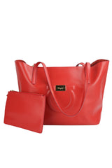 Salvatore Ferragamo Red Leather City Tote W/ Pouch