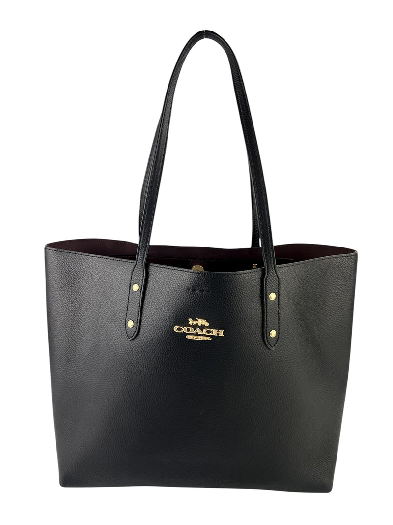 Coach Black & Brown Leather Reversible Tote W/ Gold Hardware