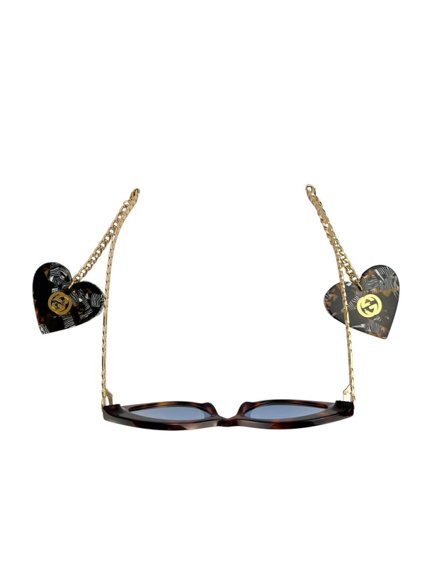 Gucci Cateye Tortoise Heart Charm Sunglasses