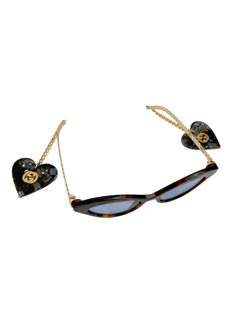 Gucci Cateye Tortoise Heart Charm Sunglasses