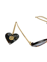 Gucci Cateye Tortoise Heart Charm Sunglasses