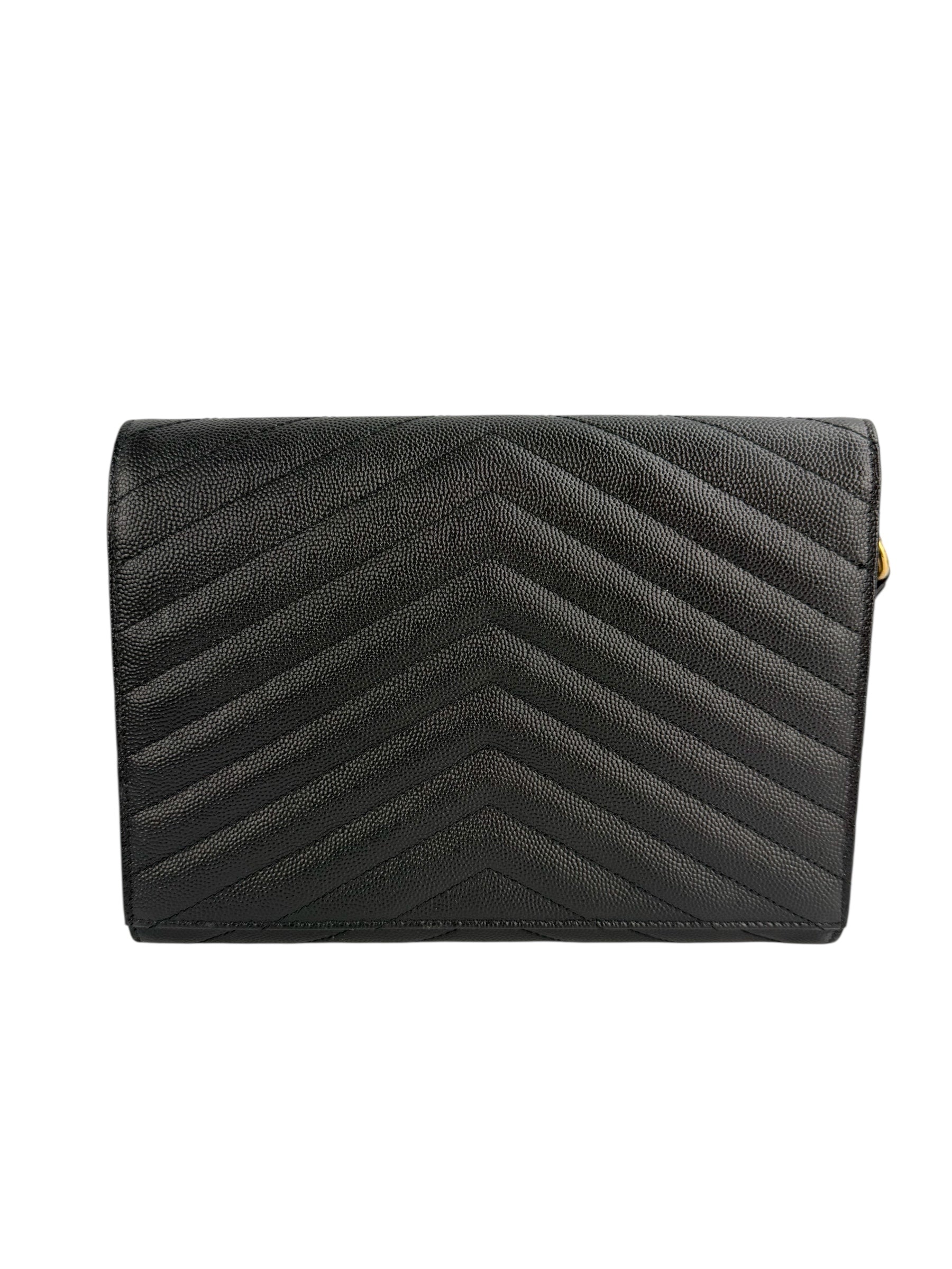 Saint Laurent Black Leather Wristlet (FULL SET)