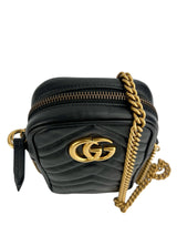 Gucci Black Marmont Mini Zip Top Crossbody Leather