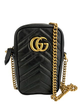Gucci Black Marmont Mini Zip Top Crossbody Leather