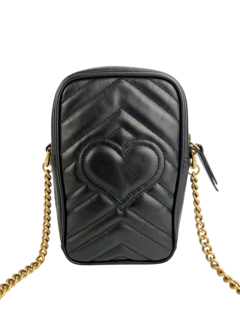 Gucci Black Marmont Mini Zip Top Crossbody Leather