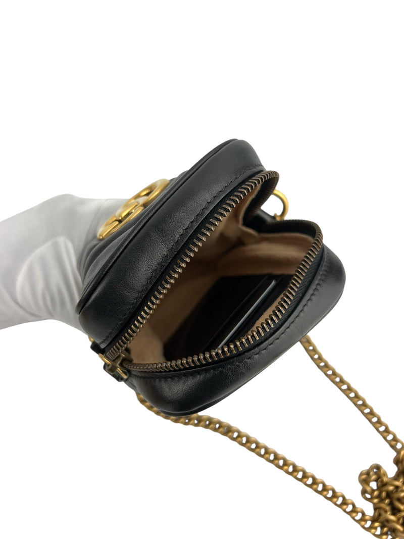 Gucci Black Marmont Mini Zip Top Crossbody Leather