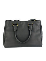 Prada Large Black Pebbled Leather Zip Front Tote
