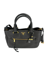Prada Large Black Pebbled Leather Zip Front Tote