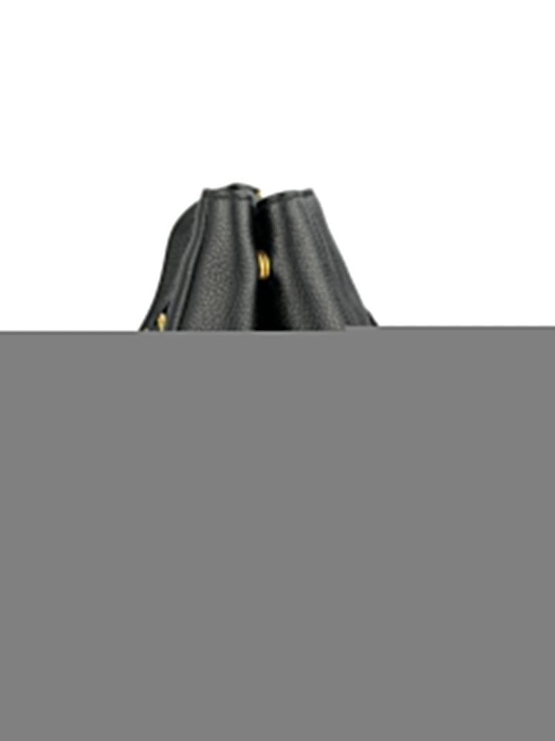 Prada Large Black Pebbled Leather Zip Front Tote