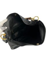 Gucci Black Leather Vintage Bamboo Two Way Hobo