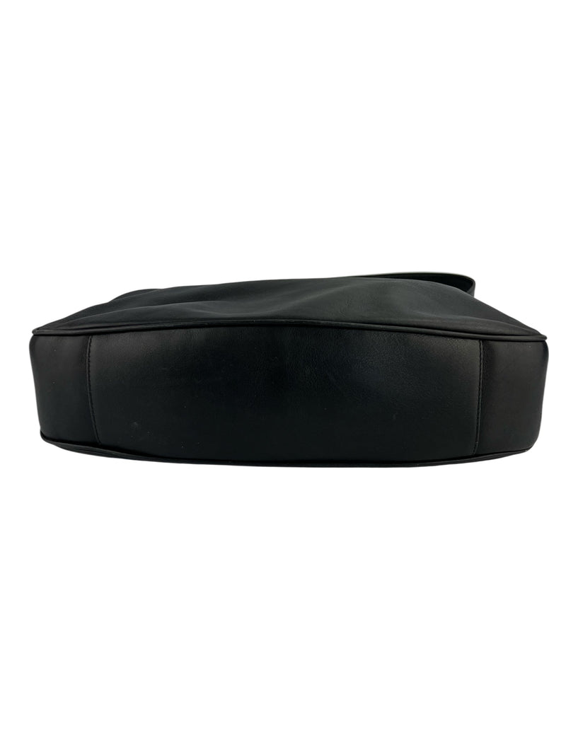 Gucci Black Leather Vintage Bamboo Two Way Hobo