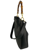 Gucci Black Leather Vintage Bamboo Two Way Hobo