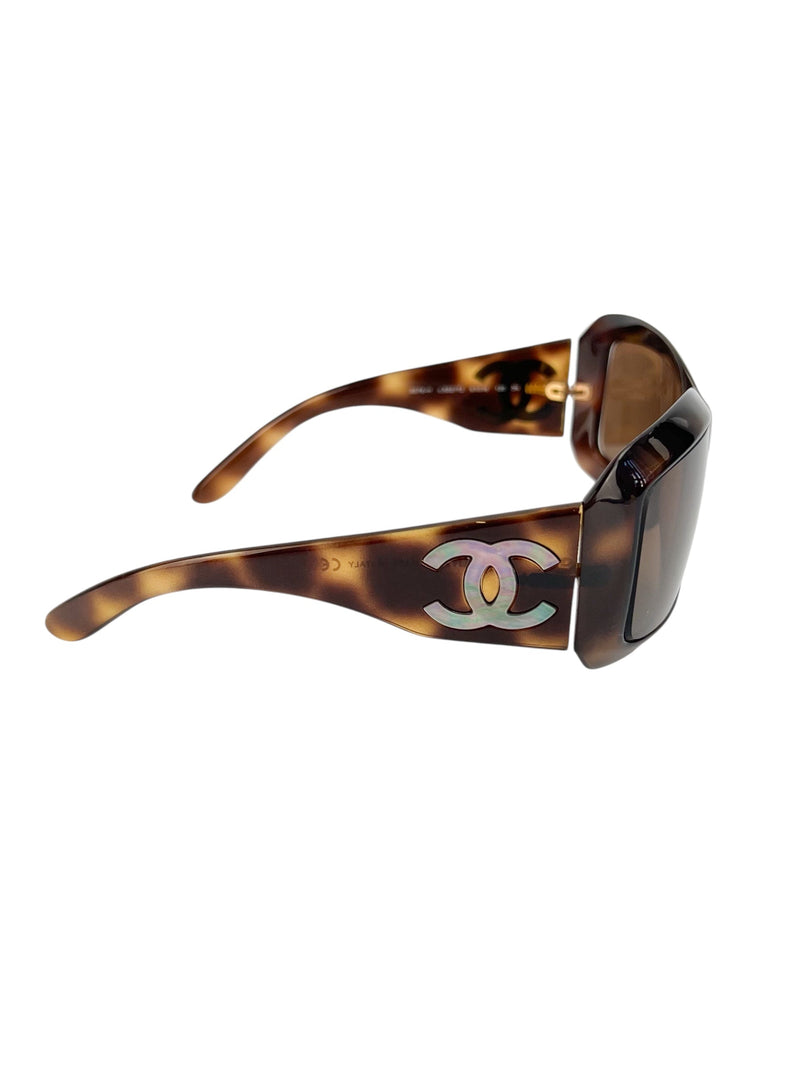 Chanel Tortoise Mother-of-Pearl CC Logo Sunglasses
