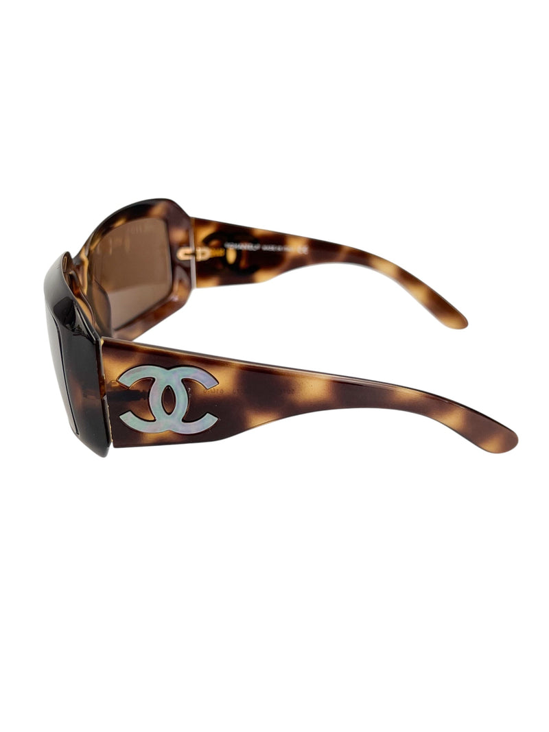 Chanel Tortoise Mother-of-Pearl CC Logo Sunglasses