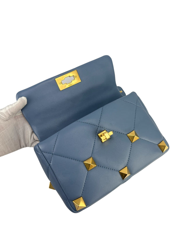 Valentino Garavani Nappa Blue Roman Stud Flap