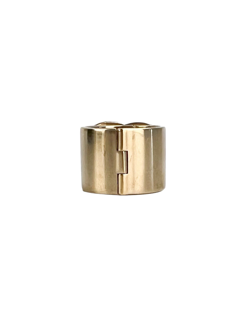 Chanel CC Turn-lock Brushed Gold Ring Size 7