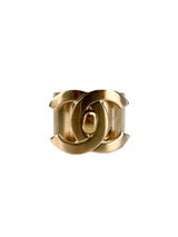 Chanel CC Turn-lock Brushed Gold Ring Size 7