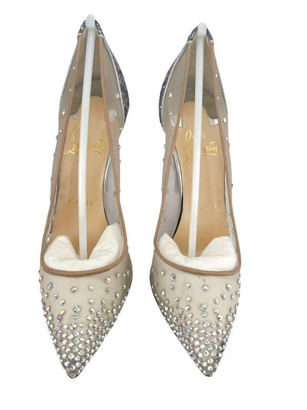 Christian Louboutin Follies Strass 100 Rete/Glitter Heels Size 36.5