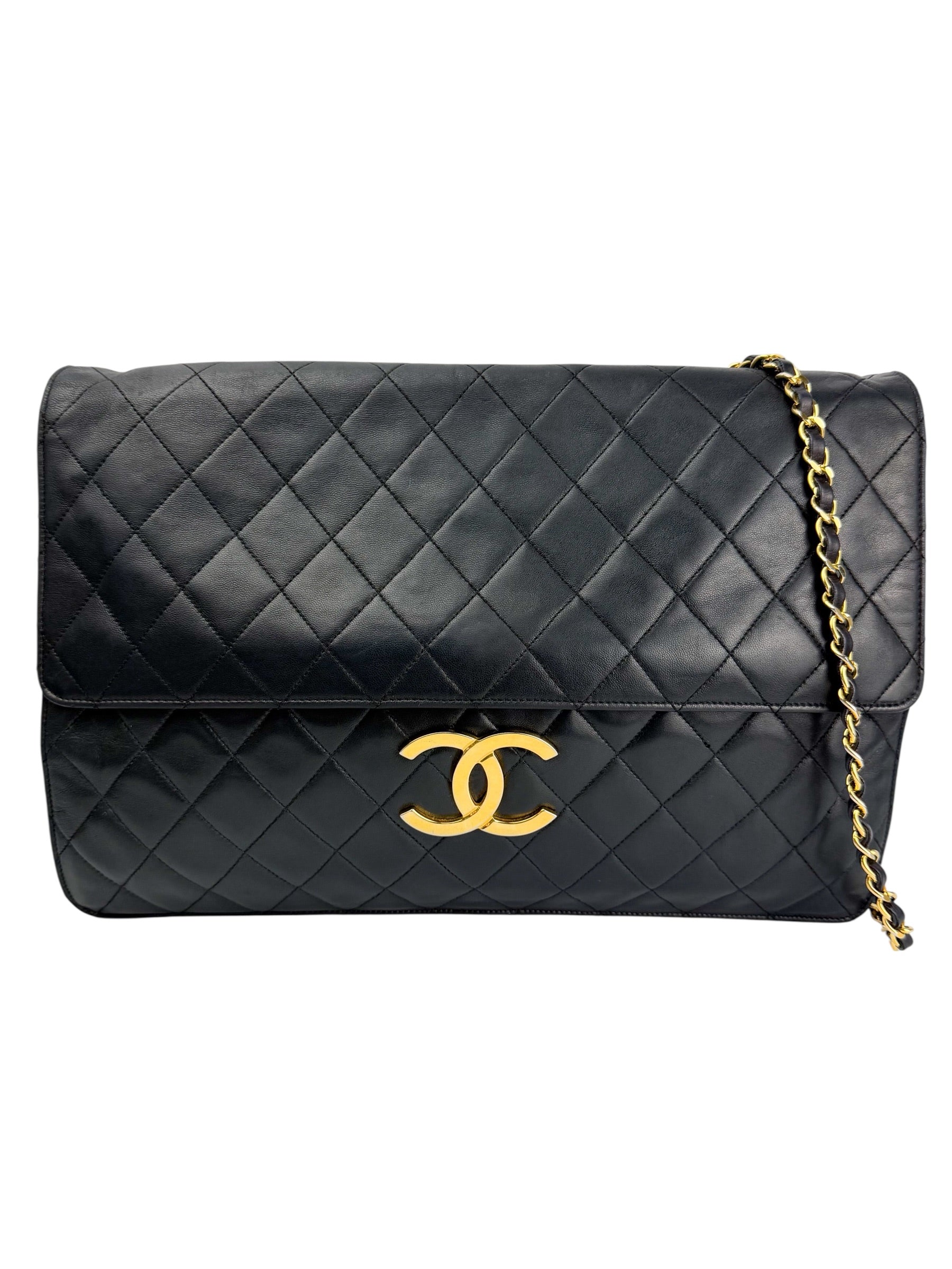 chanel-vintage-black-xl-single-flap-lambskin-0