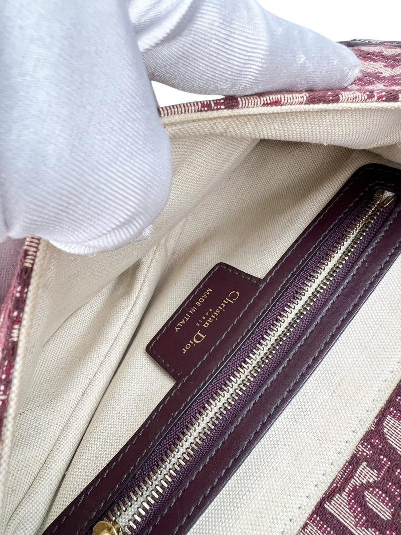 Christian Dior Burgundy Oblique Saddle Bag