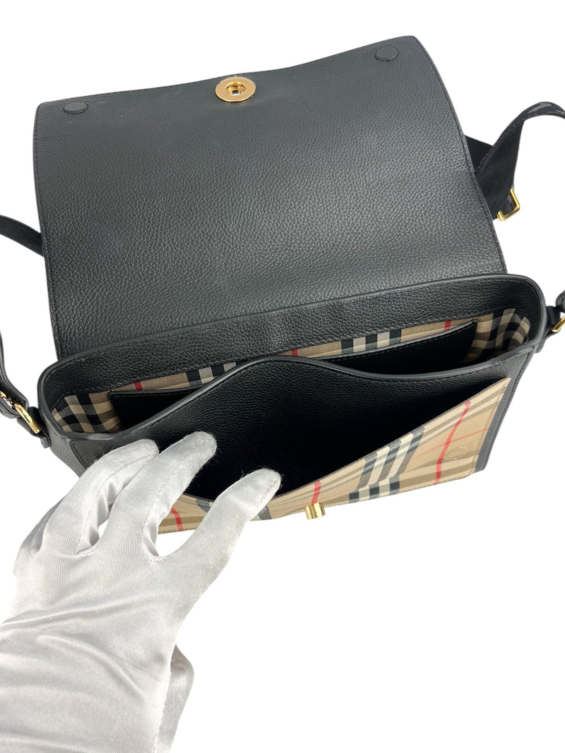 Burberry Black Leather Note Crossbody
