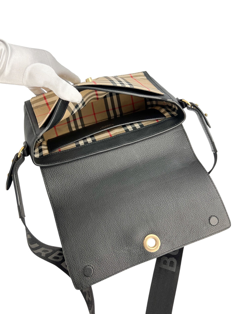 Burberry Black Leather Note Crossbody