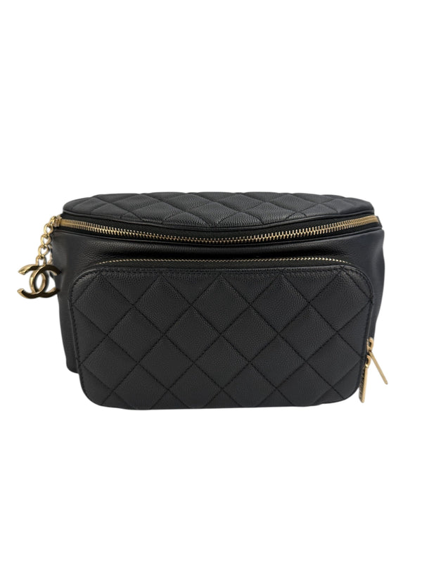 Chanel Black Caviar Bum Bag (FULL SET)