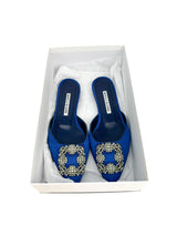 Manolo Blahnik Blue Hangisi Mules Size 36