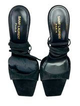 Saint Laurent Black Paz 105 Leather Sandals with Ankle Laces Size 38.5