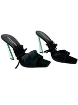 Saint Laurent Black Paz 105 Leather Sandals with Ankle Laces Size 38.5