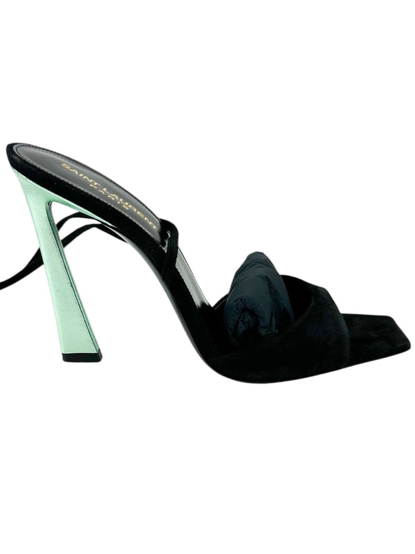 Saint Laurent Black Paz 105 Leather Sandals with Ankle Laces Size 38.5