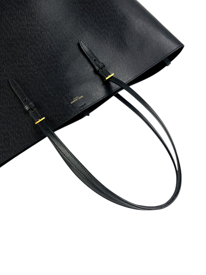 Saint Laurent Black Poudre Leather East West Tote