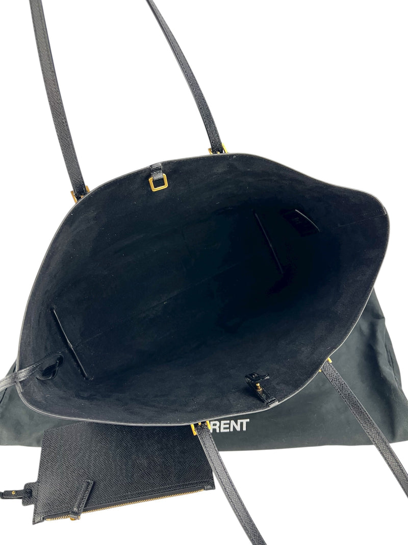 Saint Laurent Black Poudre Leather East West Tote