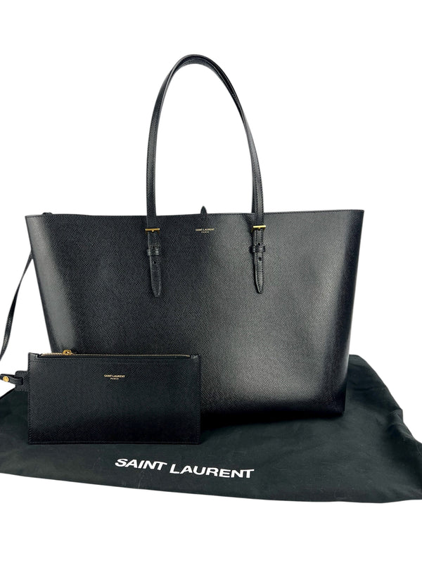 Saint Laurent Black Poudre Leather East West Tote