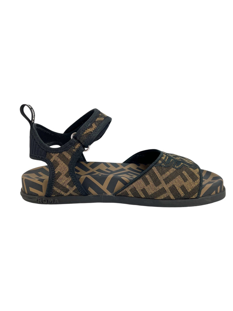 Fendi Brown Logo Dad Sandals Size 38